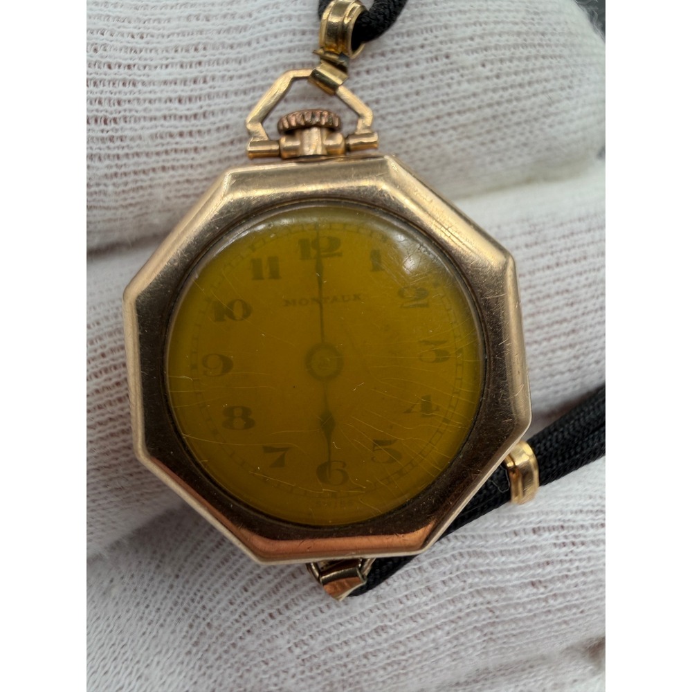Vintage MONTAUK Gold Plated 20Y Wrist Watch Octagon Case Art Deco 1920s #1104